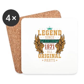 Legend Geboren im Jahr 1971, Februar-Geburtstagsgeschenk - Untersetzer (4er-Set) - Weiß - Vorne