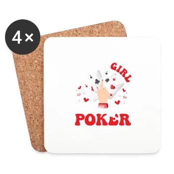 Juste une fille qui aime le joueur de cartes de jeu de poker - Dessous de verre (lot de 4) - blanc - Devant