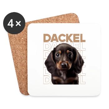 Teckel à poil dur Teckel Chien Chiens Chicoton Teckel - Dessous de verre (lot de 4) - blanc - Devant