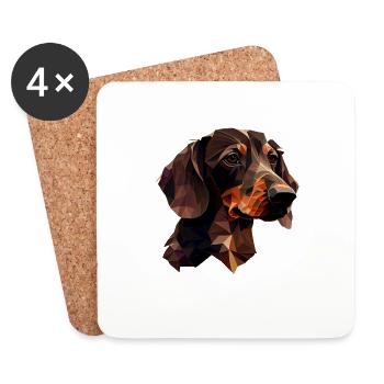Teckel à poil dur Teckel Chien Chiens Chicoton Teckel - Dessous de verre (lot de 4) - blanc - Devant