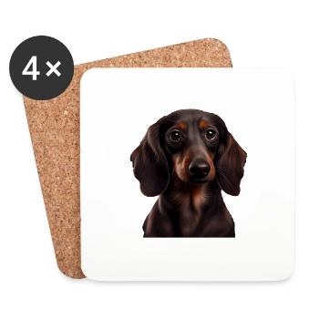 Teckel à poil dur Teckel Chien Chiens Chicoton Teckel - Dessous de verre (lot de 4) - blanc - Devant