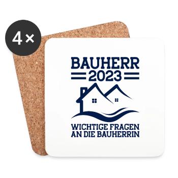 Bauherr 2023 Wichtige Fragen An Die Bauherrin Bauh - Untersetzer (4er-Set) - Weiß - Vorne
