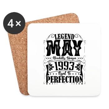 May 1993. Anniversary May 1993. Gift May 1993. - Coasters (set of 4) - white - Front