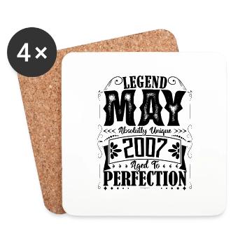 May 2007. Birthday May 2007. Gift May 2007. - Coasters (set of 4) - white - Front