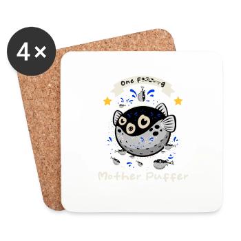 Puffer Fish - Lustiger Spruch - Untersetzer (4er-Set) - Weiß - Vorne