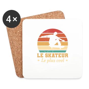 Retro Le Skateur Le Plus Cool Skateboard - Dessous de verre (lot de 4) - blanc - Devant