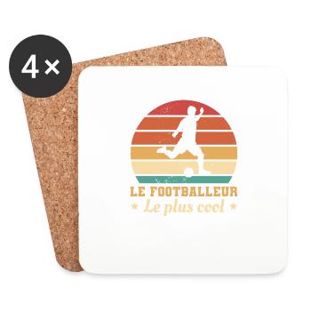 Retro Le Footballeur Le Plus Cool Football - Dessous de verre (lot de 4) - blanc - Devant