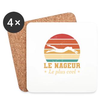 Retro Le Nageur Le Plus Cool Natation - Dessous de verre (lot de 4) - blanc - Devant