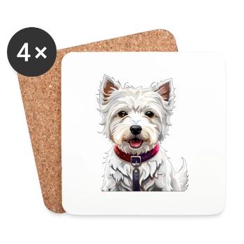 West Highland White Terrier - Westie - Coasters (set of 4) - white - Front