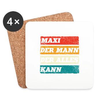 Maxi Der Mann Der Alles Kann Vorname Maxi - Untersetzer (4er-Set) - Weiß - Vorne