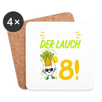 Hurra der Lauch wird 8 Geburtstag - Untersetzer (4er-Set) - Weiß - Vorne