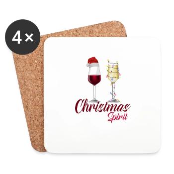 Christmas Spirit Christmas Red Wine - Coasters (set of 4) - white - Front