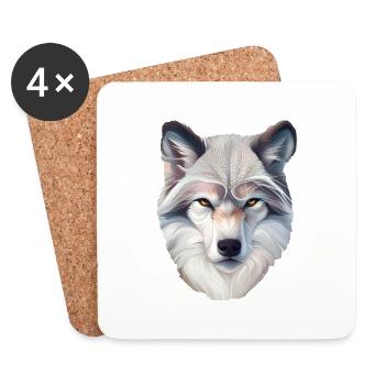 Wolf - Untersetzer (4er-Set) - Weiß - Vorne