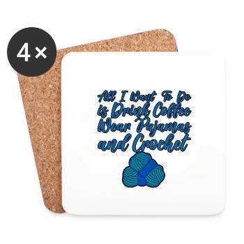 Tout ce que je veux, c’est boire du café 4 - Dessous de verre (lot de 4) - blanc - Devant