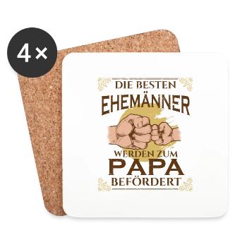 Die Besten Ehemänner Werden Zum Papa Befördert I - Untersetzer (4er-Set) - Weiß - Vorne