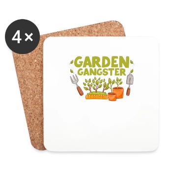 Garten Gangster Lustig Gartenarbeit Landwirt - Untersetzer (4er-Set) - Weiß - Vorne