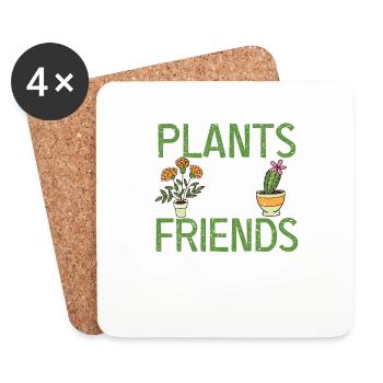 Pflanzen sind meine Freunde Lustige Gartenarbeit - Untersetzer (4er-Set) - Weiß - Vorne