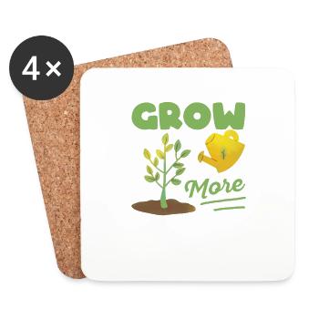 Grow More Funny Gartenarbeit Farmer Pflanzer Blume - Untersetzer (4er-Set) - Weiß - Vorne