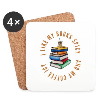 I Like My Books Spicy And My Coffee Icy Slogan - Coasters (set of 4) - white - Front