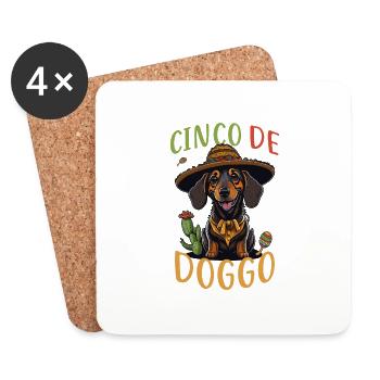 Teckel Cinco de Mayo Cinco de Doggo - Dessous de verre (lot de 4) - blanc - Devant
