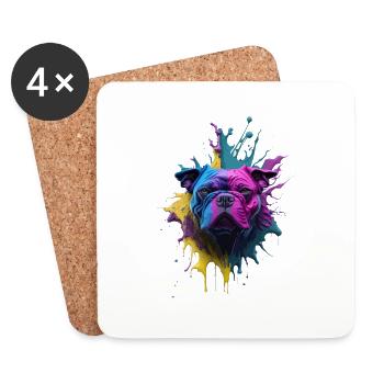 HUNDE DESIGN SPLASH ART I HUNDELIEBHABER - Untersetzer (4er-Set) - Weiß - Vorne