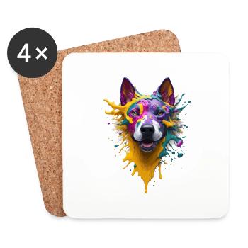 HUNDE DESIGN SPLASH ART I HUNDELIEBHABER - Untersetzer (4er-Set) - Weiß - Vorne