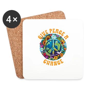 Hippie Peace Sign Peace Flowers Flower Child - Dessous de verre (lot de 4) - blanc - Devant