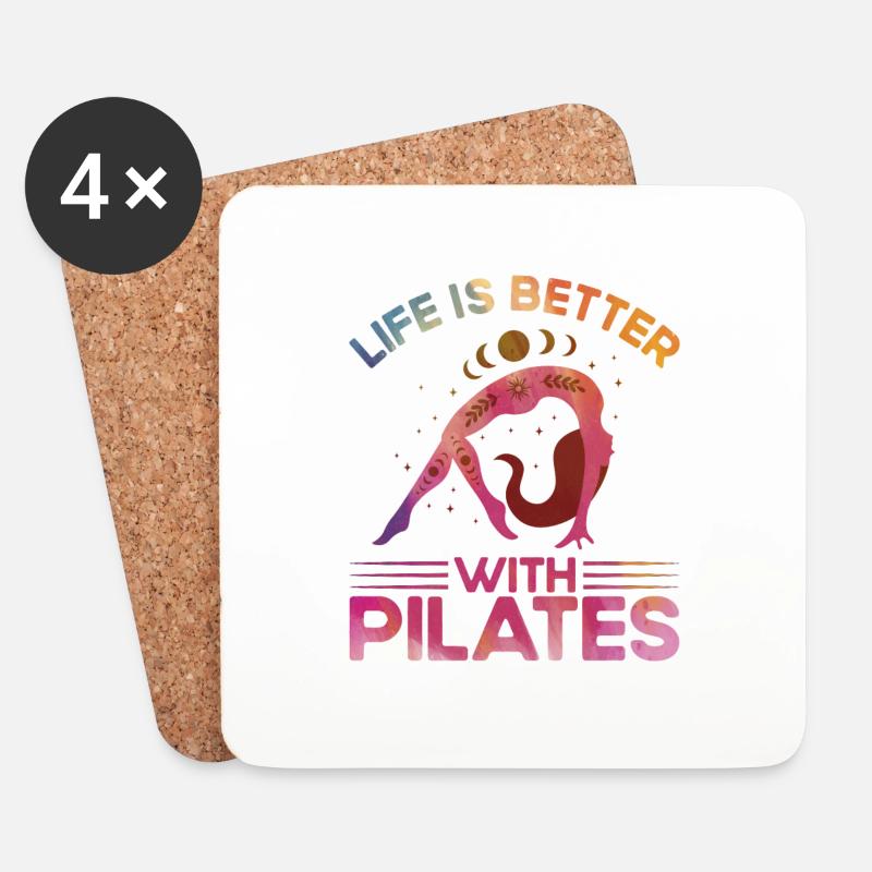 Pilates Das Leben ist besser mit Pilates Geschenk - Untersetzer (4er-Set) - Weiß