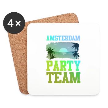 Amsterdam Party Team - Untersetzer (4er-Set) - Weiß - Vorne