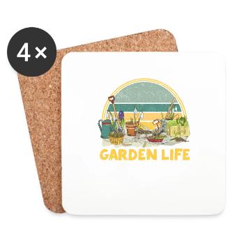 Vie de jardin Drôle drôle d’amoureux du jardinage Plante - Dessous de verre (lot de 4) - blanc - Devant