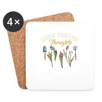 Growing Positive Thoughts Funny Gardening - Coasters (set of 4) - white - Front