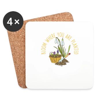 Fleurir là où vous êtes planté Plante de jardinage - Dessous de verre (lot de 4) - blanc - Devant