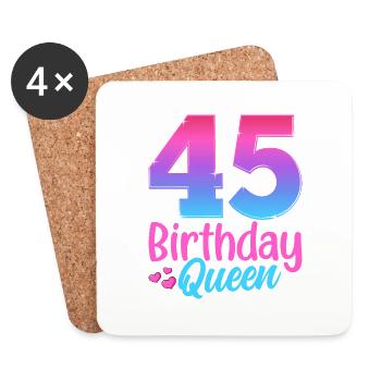 Birthday Queen 45 Geburtstag - Coasters (set of 4) - white - Front