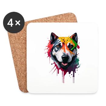 HUNDE DESIGN SPLASH ART I HUNDELIEBHABER - Untersetzer (4er-Set) - Weiß - Vorne