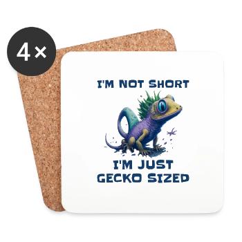 "I'm Not Short, I'm Just Gecko Sized" Cute Gecko - Coasters (set of 4) - white - Front
