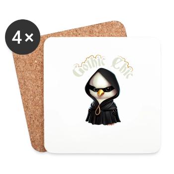 Gothic Chic Emo Chicken, Funny Death Metal Goth - Untersetzer (4er-Set) - Weiß - Vorne