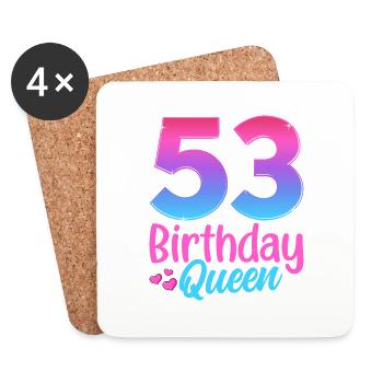 Anniversaire Queen 53 Geburtstag - Dessous de verre (lot de 4) - blanc - Devant