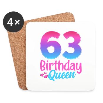 Birthday Queen 63 Geburtstag - Untersetzer (4er-Set) - Weiß - Vorne