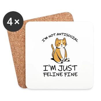 Drôle de chat amoureux cadeau pour chats maman - Dessous de verre (lot de 4) - blanc - Devant