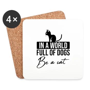 Drôle de chat amoureux cadeau pour chats maman - Dessous de verre (lot de 4) - blanc - Devant