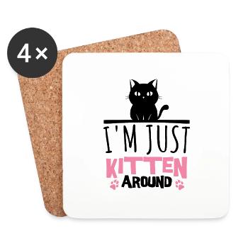 Drôle de chat amoureux cadeau pour chats maman - Dessous de verre (lot de 4) - blanc - Devant