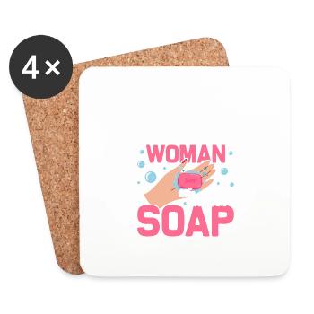 Ne sous-estimez jamais une femme savonnière Fabrication de savon - Dessous de verre (lot de 4) - blanc - Devant