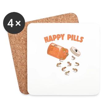 Happy Pills Leopard Gecko Lustige Eidechse Liebhaber - Untersetzer (4er-Set) - Weiß - Vorne