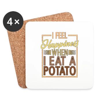 Je ressens du bonheur quand je mange une pomme de terre 2 - Dessous de verre (lot de 4) - blanc - Devant