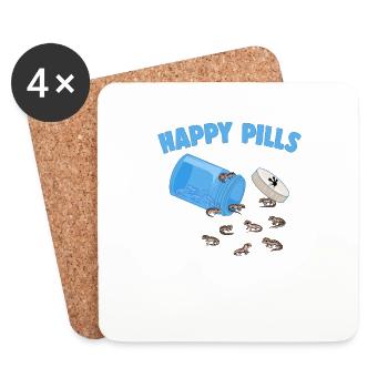 Happy Pills Eidechsen Lustiger afrikanischer Fettschwanzgecko - Untersetzer (4er-Set) - Weiß - Vorne