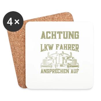 Achtung überarbeiteter Lkw Fahrer AnsprechenGefahr - Untersetzer (4er-Set) - Weiß - Vorne
