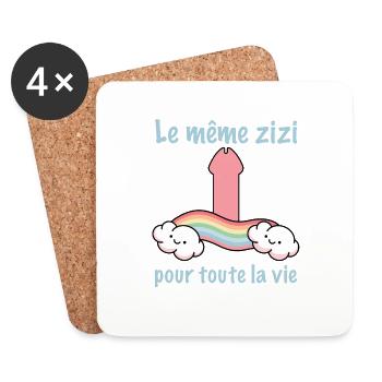 Cadeau EVJF Future Mariée Humour Zizi Bride Femme - Dessous de verre (lot de 4) - blanc - Devant