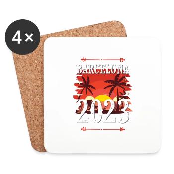Barcelone 2023 - Dessous de verre (lot de 4) - blanc - Devant