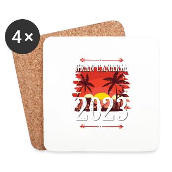 Grande Canarie 2023 (Garantie du prix le plus bas) - Dessous de verre (lot de 4) - blanc - Devant