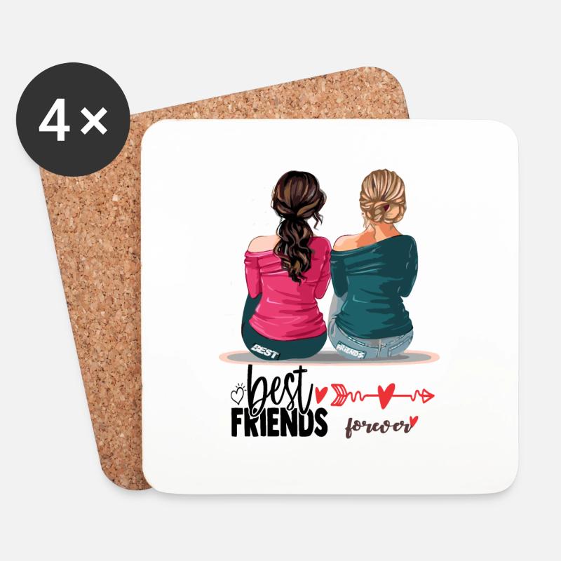 beste Freunde für immer, BBF lustiges T-Shirt - Untersetzer (4er-Set) - Weiß